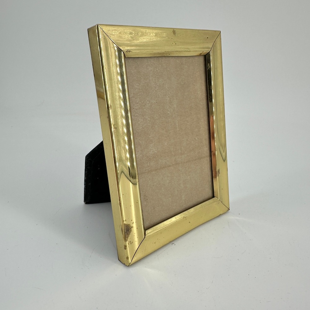Vintage Gold Tone Metal 4x6 Picture Frame Polished Wide Border Easel Back